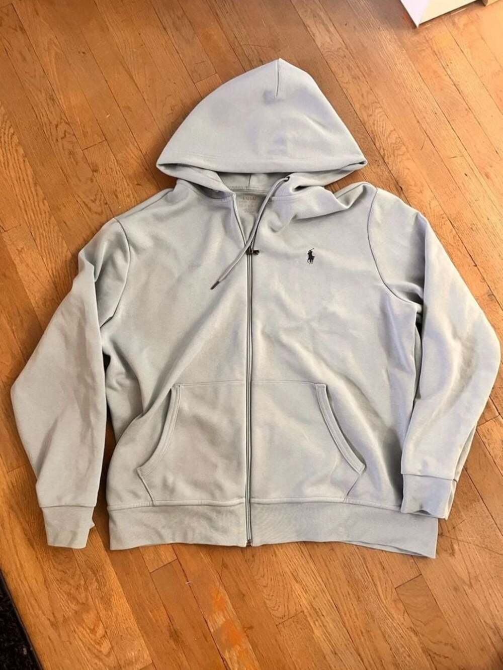 Polo Ralph Lauren Men's Double-Knit Full-Zip Hoodie in Light Blue Xl
